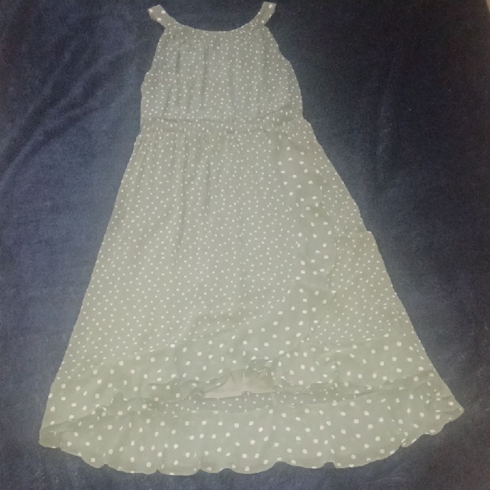 Strapless Polka Dot Dress - Green